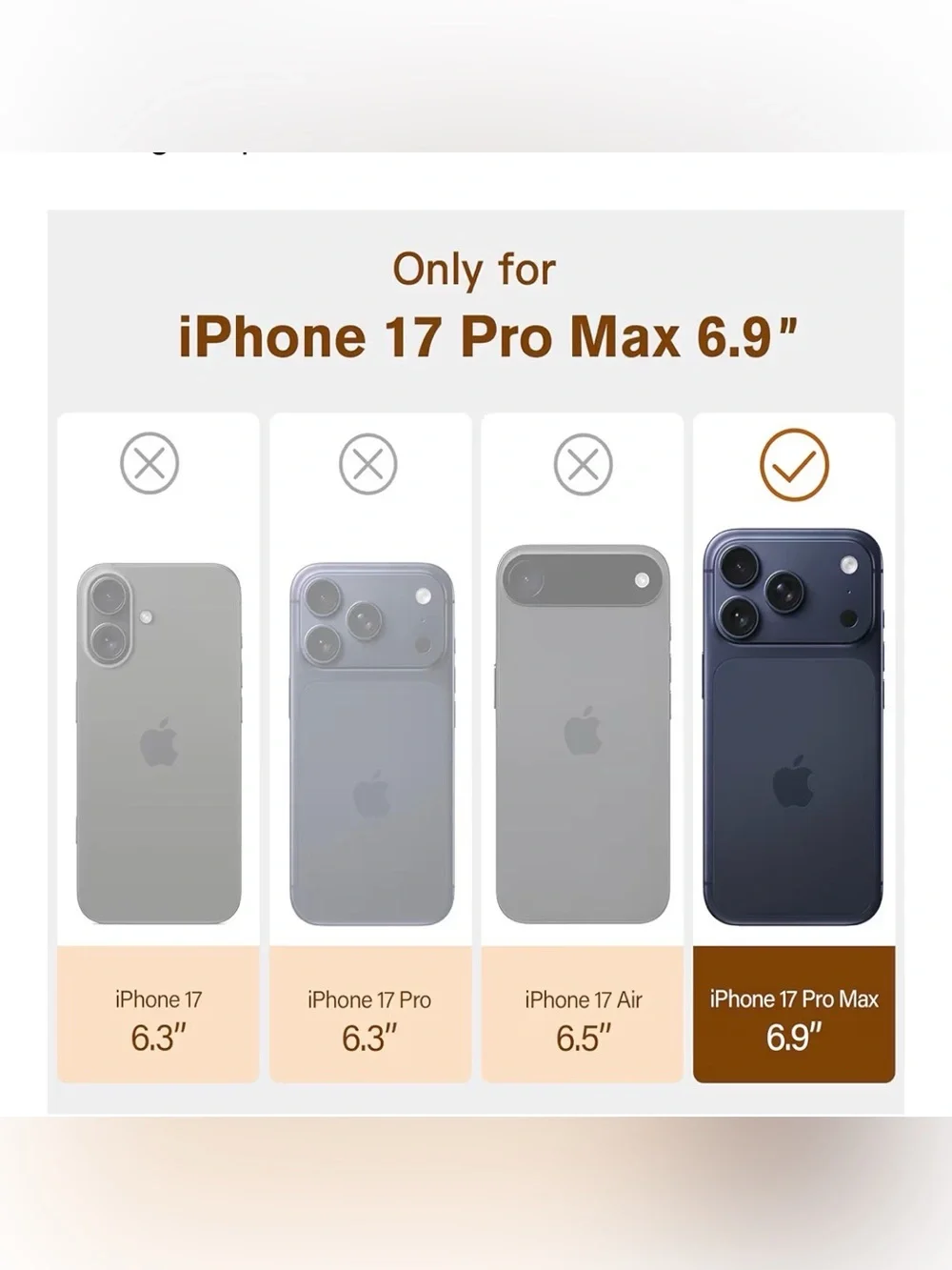 Genuine Leather Case for iPhone 17 Pro MAX 6.9 inch (Rustic Brown)